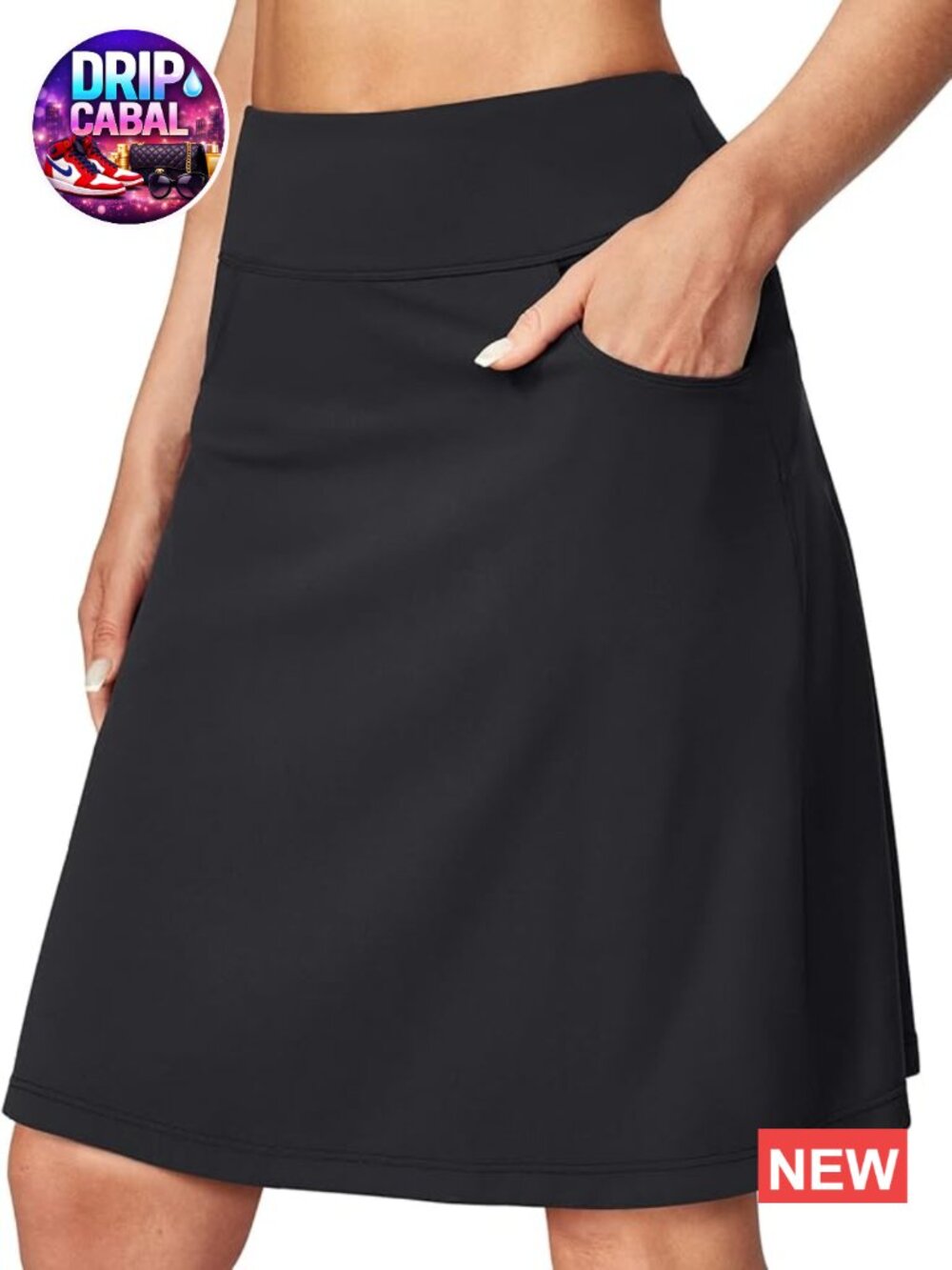 Women's Knee Length Skorts with Pockets High Waisted Athletic Golf Tennis Skirt